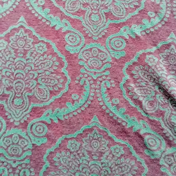 Maurices Women's Brown & Teal Sheer Damask Long Sleeve Pullover Top - Picture 9 of 10